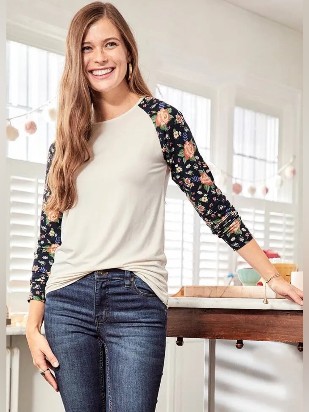 Matilda Jane Women’s Out Of The Park Floral Sleeve Tee size L